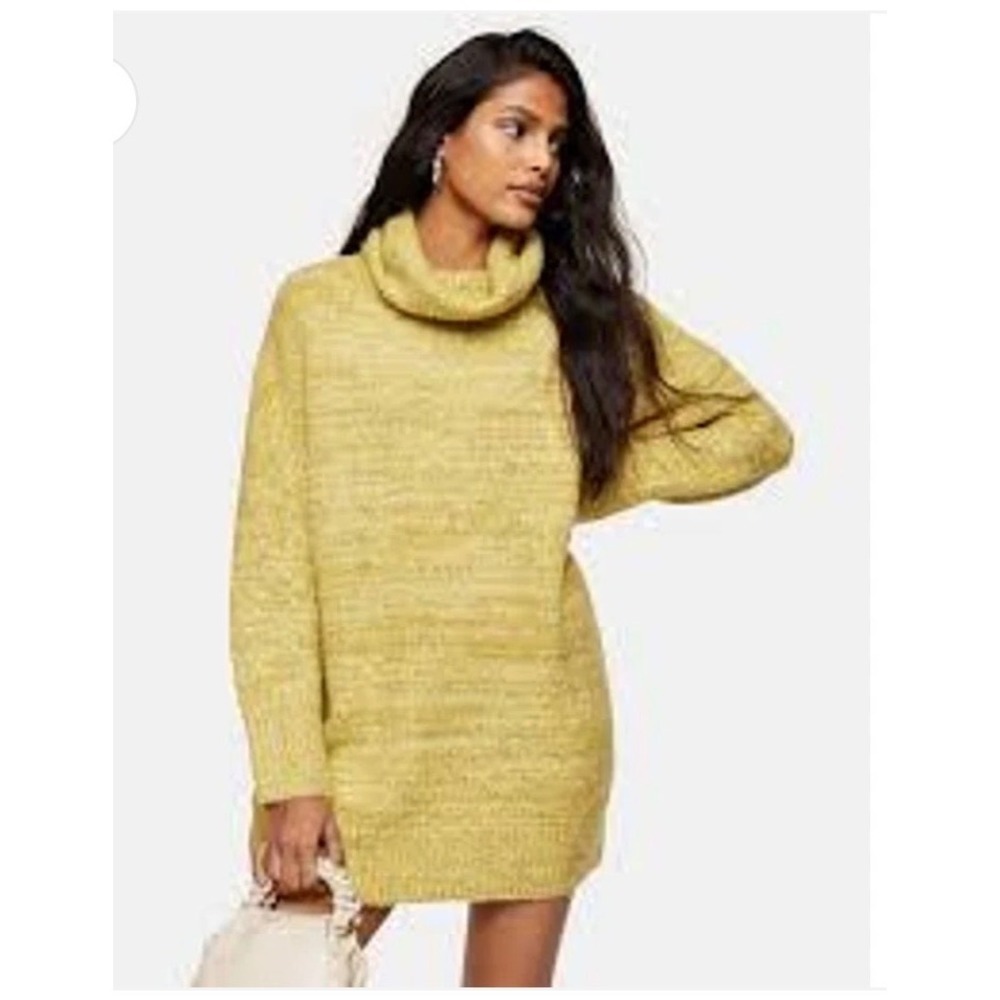 Topshop Oversized Turtleneck Sweater Dress cozy winter oversized fall green M